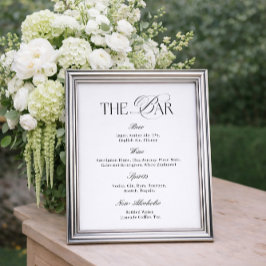 Elegant Classy Black and White Wedding Bar Poster