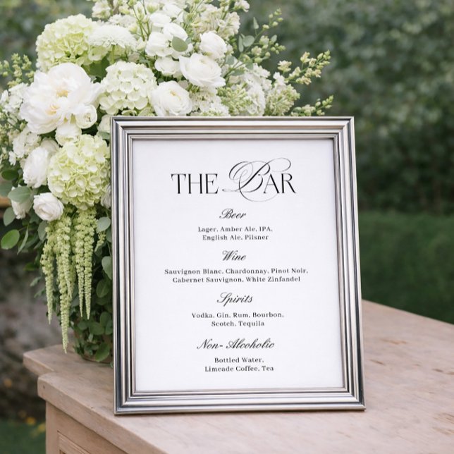 Elegant Classy Black and White Wedding Bar Poster (Von Creator hochgeladen)