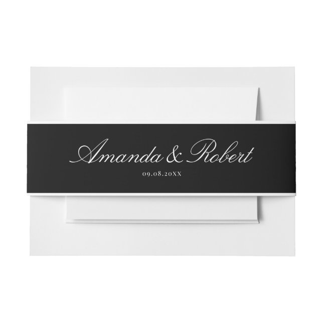 Elegant Classy Black and White Wedding Einladungsbanderole (Vorderseite Beispiel)