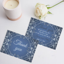 Elegant Classy Blue und Silver Dankeschön Card