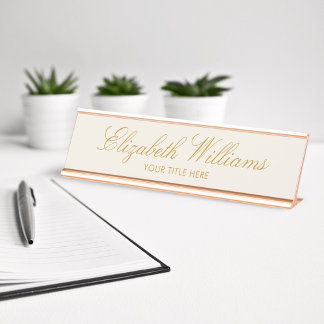 Élégant Classy Faux Gold Custom Desk Plaque d'iden