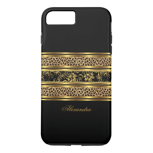 Elegant Classy Gold Black Leopard Floral Case-Mate iPhone Hülle (Rückseite)