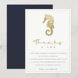 ELEGANT CLASSY GOLD FOIL NAVY SEEPFERD WEDD DANKESKARTE