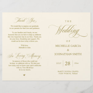 Elégant Classy Gold, Programme de mariage pliable