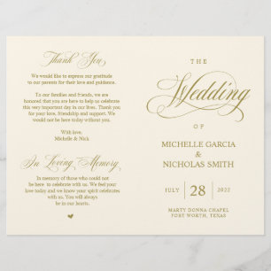 Elégant Classy Gold, Programme de mariage pliable