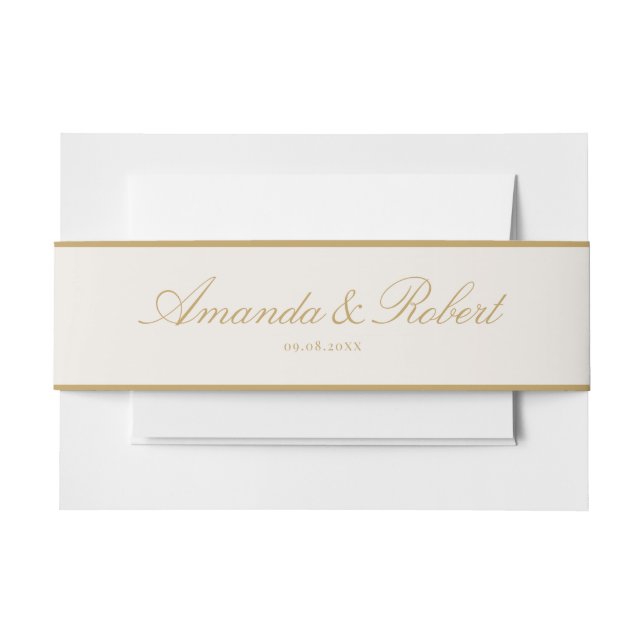 Elegant Classy Ivory and Gold Wedding Einladungsbanderole (Vorderseite Beispiel)