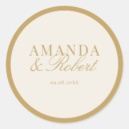 Elegant Classy Ivory and Gold Wedding Runder Aufkleber