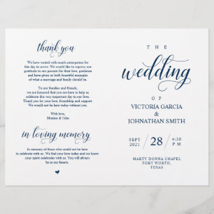 Élégant Classy Mariage Ceremony Programme pliable