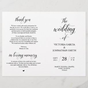 Élégant Classy Mariage Ceremony Programme pliable