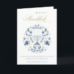 Elegant Classy Navy Blue Happy Hanukkah Floral Feiertagskarte<br><div class="desc">Wenn Sie weitere Anpassungen benötigen,  schreiben Sie mir bitte an yellowfebstudio@gmail.com.</div>