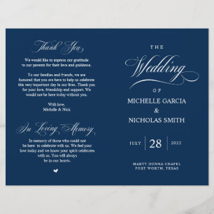 Elégant Classy Navy Blue, Programme de mariage pli