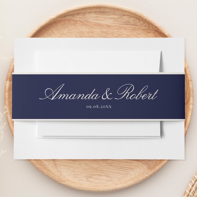 Elegant Classy Navy Blue Wedding Einladungsbanderole (Von Creator hochgeladen)