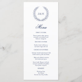 Elegant Classy Navy Blue Wedding Monogram Menükarte
