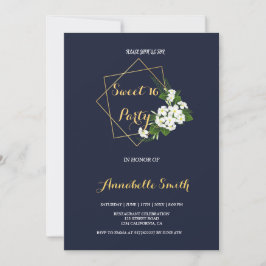 Elegant Classy Navy Geometric Sweet 16 Einladung