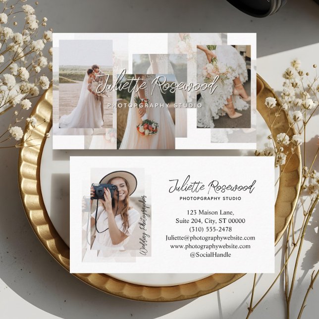 Elegant Classy Photographer Photo Gallery Collage Visitenkarte (Elegant Classy Photographer Photo Gallery Collage Business Card)