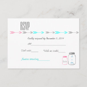 Elegant Classy Pink   Aqua   Graue RSVP-Karte RSVP Karte