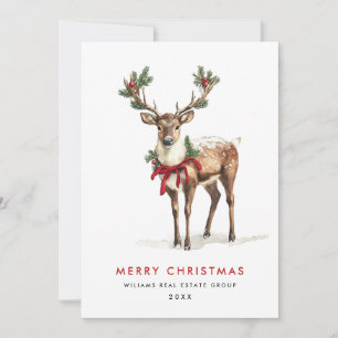 Elegant Classy Reindeer Merry Christmas Corporate Feiertagskarte