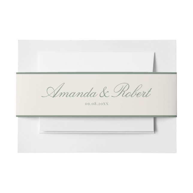 Elegant Classy Sage Green Wedding Einladungsbanderole (Vorderseite Beispiel)