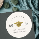 Elegant Clean Minimal Simple Graduation Gold Foil Runder Aufkleber<br><div class="desc">If you need any further customisation please feel free to message me on yellowfebstudio@gmail.com.</div>