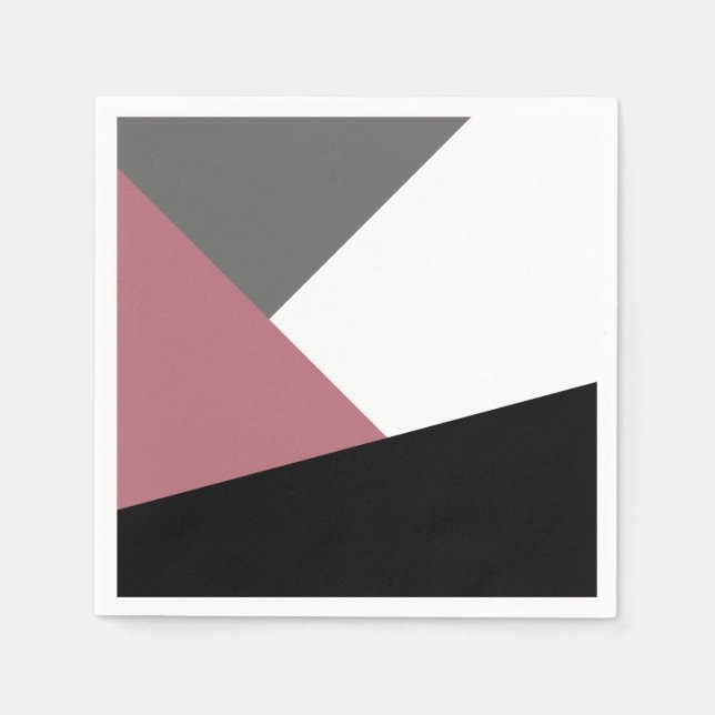 elegant clear dusty pink, black, grey geometrik serviette (Vorderseite)