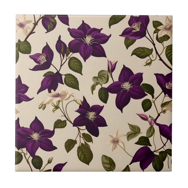 Elegant Clematis Vine Fliese (Vorderseite)