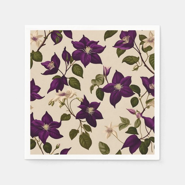 Elegant Clematis Vine Serviette (Vorderseite)