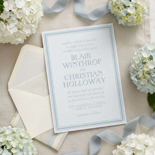 Elegant Coastal Blue Modern Wedding Invitation (Elegant Coastal Blue Modern Wedding Invitation
)