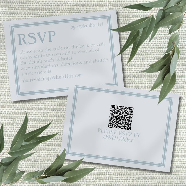 Elegant Coastal Blue Modern Wedding RSVP Karte (Invite guests to your coastal wedding day with this Elegant Coastal Blue Modern Wedding RSVP Card! )