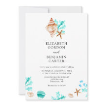 Elegant Coastal Seashell Watercolor Beach Wedding