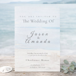 Elegant Coastal Soft Blue Watercolor  Invitation Einladung