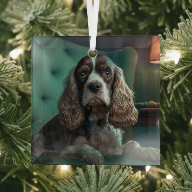 Elegant Cocker Spanel Classic Portrait Design Ornament Aus Glas (Insitu)