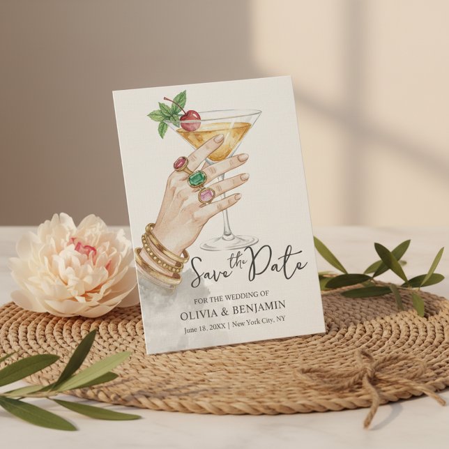 Elegant Cocktail Save the Date Wedding Invitation Einladung (Celebrate your special day with this elegant Save the Date Wedding Invitation)