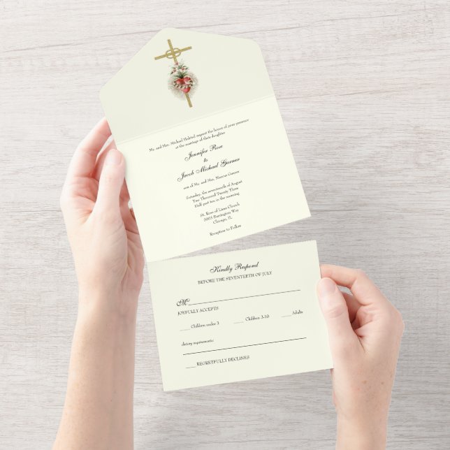 Élégant Coeur catholique de Marie Faire-part de ma (Déchirure)