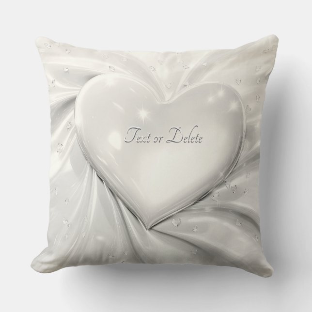 Élégant Coeur de crème blanche Jeter oreiller (Recto)