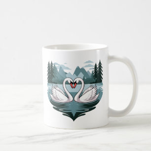 Elégant Coeur de Cygne Conception Mug - Valentines