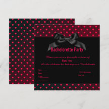 ÉLÉGANT COEUR NOIR ROUGE BACHELORETTE INVITATION