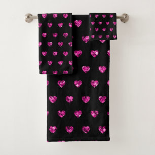Élégant Coeurs Diamants Rose Chaud Étincelant Glam