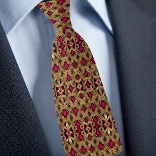 Élégant col cravate motif or et rubis