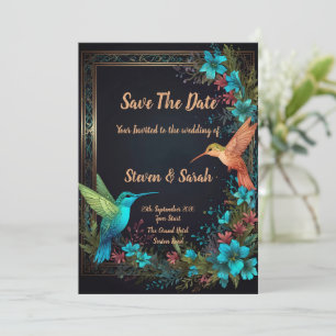 Élégant colibri et Faire-part de mariage floral