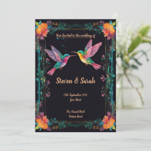 Élégant colibri et Faire-part de mariage floral
