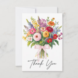 Elegant Colorful Garden Flowers Bouquet Birthday Dankeskarte
