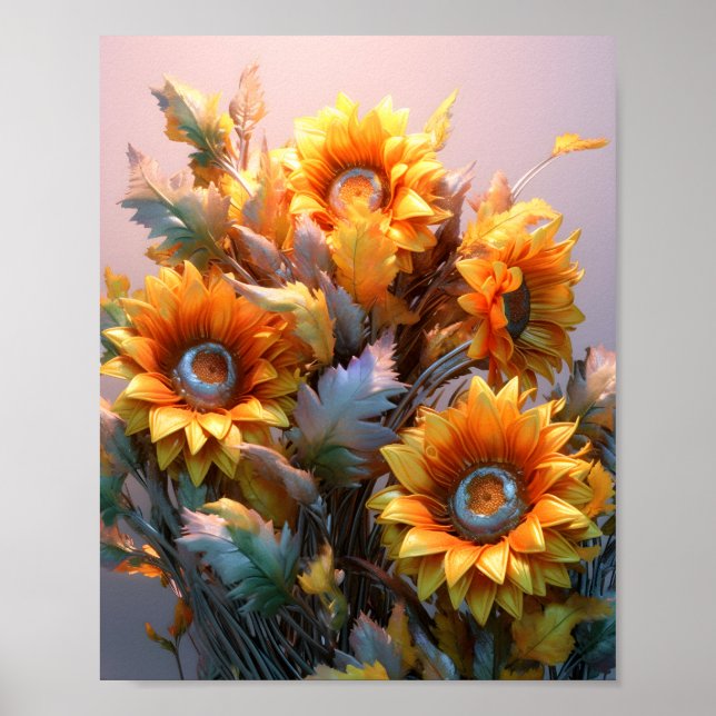 Elegant Common Sunflower Schöne Illustration Poster (Vorne)