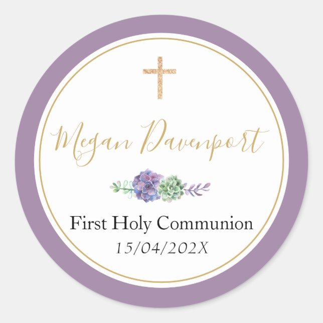 Élégant Communion violette Favoriser Sticker (Devant)