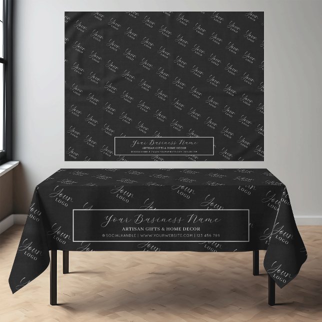 Elegant Company Logo Trade Show Branded Black Tischdecke (Von Creator hochgeladen)