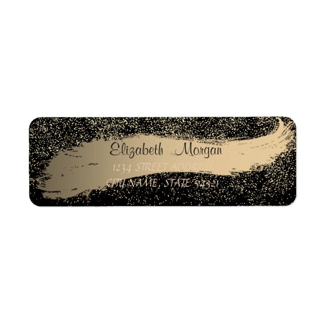 Elegant Confetti ,Brush Stroke,Black Address Label (Vorne)