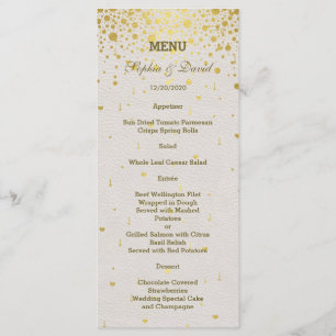 Elégant Confetti or Blanc Cuir Mariage Menu