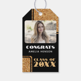 Elegant Congrats Graduate Gold Glitter Photo Geschenkanhänger