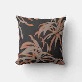 Elegant Copper and Black Tropical Leaf Throw Pillo Kissen