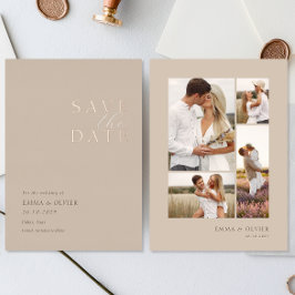 Elegant Copper Desert Sand Photo Collage Wedding Folien Feiertagskarte
