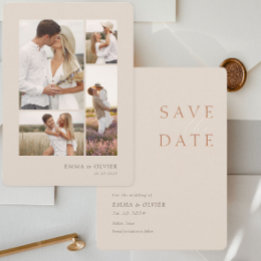 Elegant Copper Desert Sand  Photo Collage Wedding Save The Date